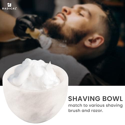 RADICALn Marble Shaving Cream Bowl White Handmade Bathroom Accessories Shaving Kit Bowl - Barber Supplies for Organic Shaving - Ideal for Travel Shaving, Dish Soap & Mens Soap — view 4