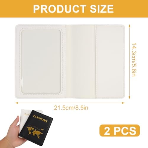 2 Pcs PU Leather Passport Holder Travel Wallet, Passport Holder Cover, Passport Cover and Luggage Tag, Tickets, Boarding Pass, ID Cards, Credit Cards, Slim Passport Wallet for Men and Women — view 2