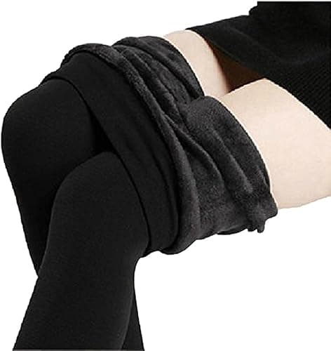 Fioeyr Women Ladies Thermal Winter Thick Velvet Stretchy Fleece Lined Leggings Pant Elastic High Waisted Tight Black — view 5