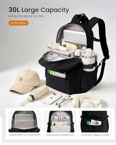 LOVEVOOK 15.6 Inch Laptop Backpack for Women, Waterproof School Work Bag — view 3