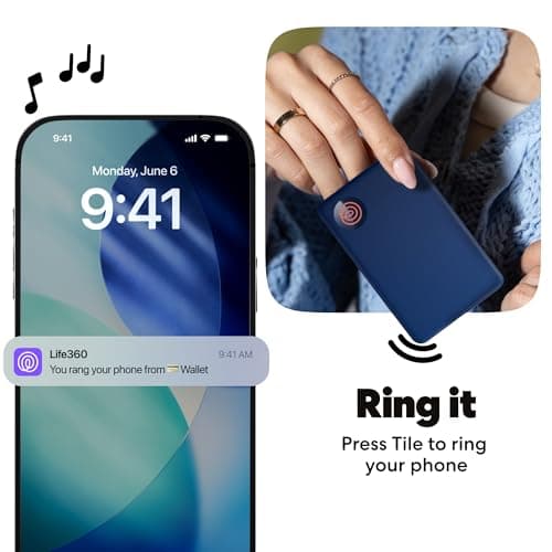 Life360 Tile Slim - Wallet Finder, Bluetooth Tracker and Item Locator for Luggage Tags, Passports and More. Both iOS and Android Compatible. Phone Finder. 1-Pack (Navy Blaze) — view 5