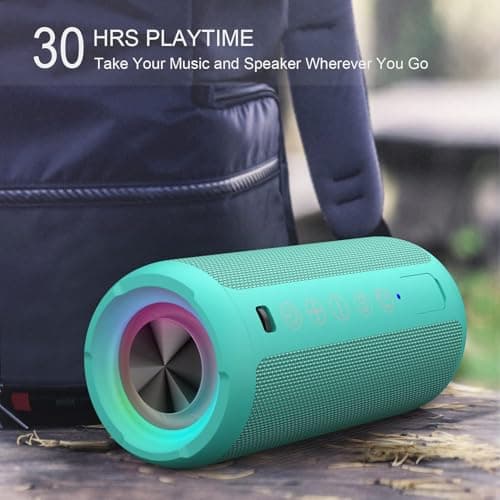 Ortizan Bluetooth Speaker, Portable Speaker with IPX7 Waterproof, Bluetooth 5.3, 30H Playtime, RGB Light, Micro SD card & AUX, Wireless Speaker for Home, Travel, Outdoors — view 3