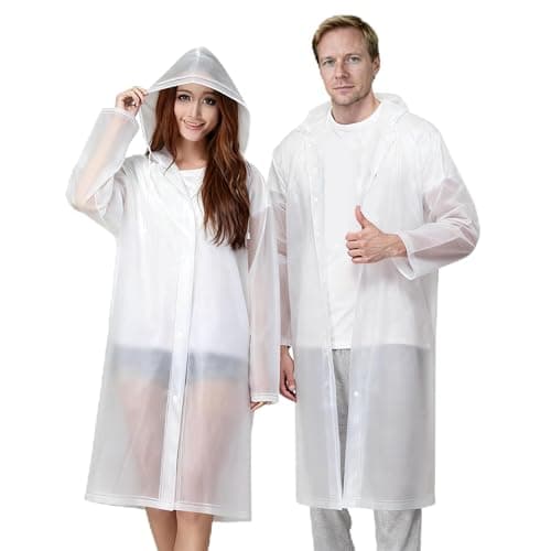 LEEPAT Poncho Waterproof Adult | 2 Pack Rain Poncho Rainwear with Hoods and Sleeves | Reusable Rain Resistant Poncho for Camping Emergency Situations Travel