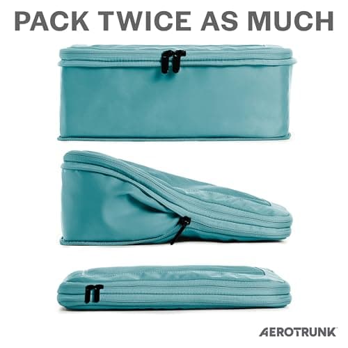 Aerotrunk Compression Packing Cubes for Travel - Luggage Organizer Bags - Double Zipper Packing Cubes for Suitcases (6-Pack, Teal) — view 2