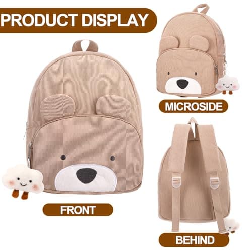 Girls Backpack Girls School Bag Kids Cute Backpack for Girl School, Khaki — view 4