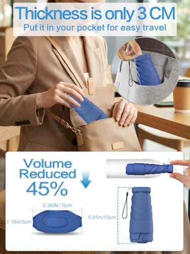 Mini Travel Umbrella for Sun Protection, SPF 50+ Compact UV Umbrella — view 5