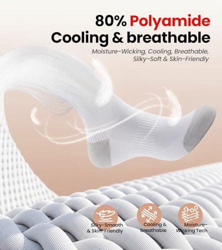 RUIXUE Compression Socks for Women and Men, 20-30 mmHg Cooling Flight Socks, 2 Pairs Graduated Socks for Travel, Sport, Nurse, Long Sitting(Swelling & Aches Relief), White, S-M — view 5