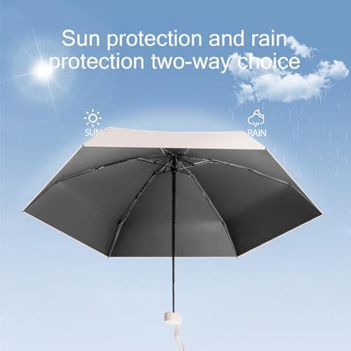 MPXEAVG UV Umbrella, Sun Umbrellas, Compact Umbrella mini with Case, for Women Handbag Size, UV Protection for Men Women (Beige) — view 5