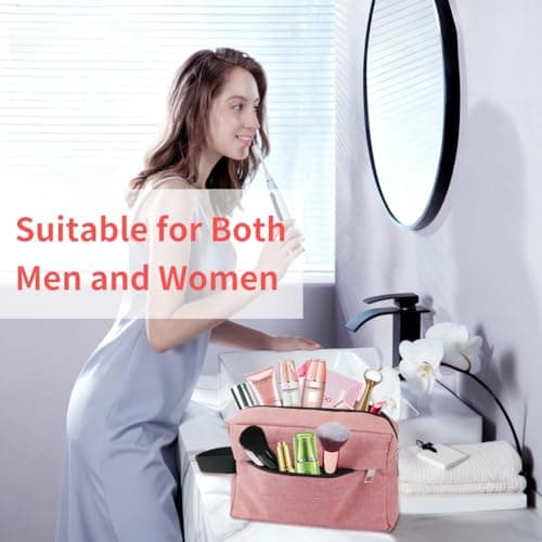 ALIIP Travel Toiletry Wash Bag,Portable Travel Grooming Pouch,Pink — view 5