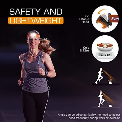 EverBrite 150-300 LM LED Head Torch Battery Powered(2 Pack, Orange) — view 3