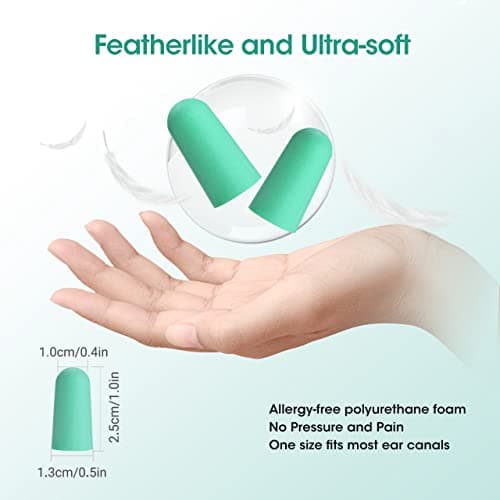 Ultra Soft Foam Earplugs, Noise Cancelling Earplugs for Sleeping, 38dB Highest SNR, One Size Fits virtually Every Wearer for Studying, Travel, Motorcycle, Loud Noise etc 60 Pair- Mint Green — view 2