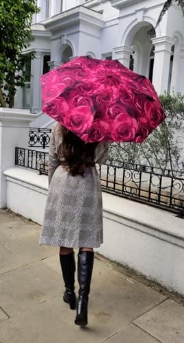 Fulton Open & Close 4 Photo Rose Red Women's Umbrella Photo Rose Red Print One Size — view 2
