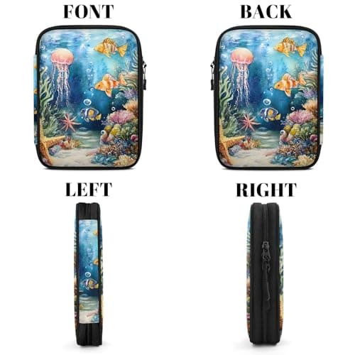 Mintoprints Ocean Seaworld Travel Electronic Organizer Case, Octopus Coral Fish Tech Organizer Pouch Cord Storage Bag for Phone, Cable, Charger, Accessories — view 6