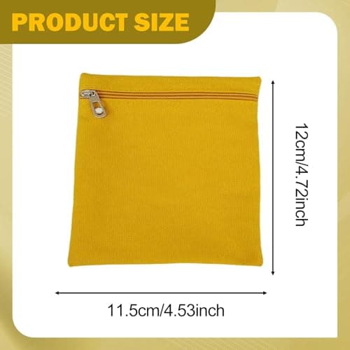 Sew in Pocket with Zipper Wallet Mobile Storage Pouch Canvas Travel Security Pocket Secure- Yellow — view 6