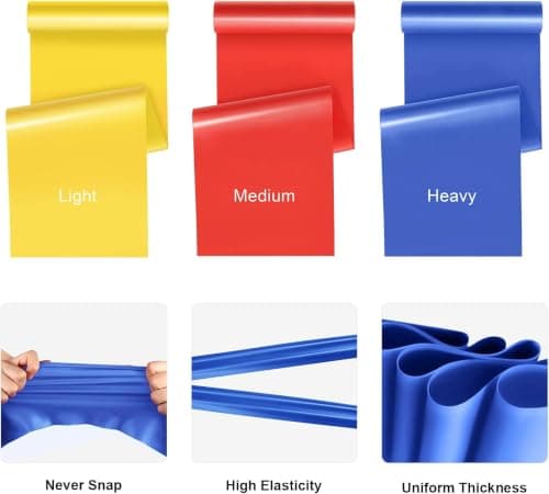 Resistance Bands, Exercise Band with 3 Resistance Levels,1.5M/4.9ft Skin-Friendly Long Resistance Bands Set Men Women, Workout Band Ideal for Pilates, Strength Training, Yoga, Gym, Fitness — view 3