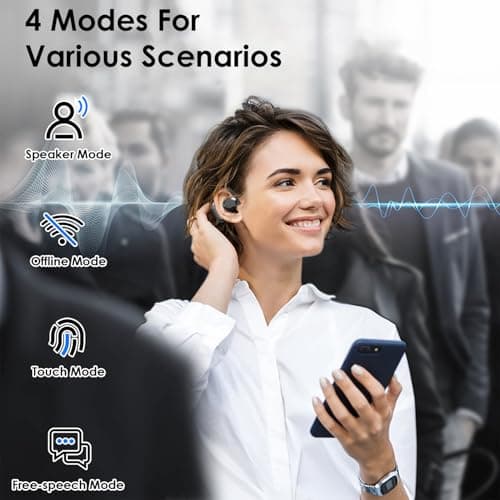 Language Translation Earbuds, 3-in-1 AI Translator Earbuds Real Time for Android iOS, 144 Languages Earbuds Translators Earphones for Business Travel Learning (Black & Khaki) — view 6