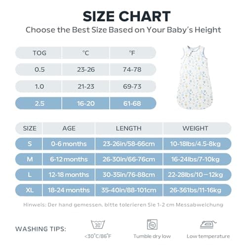 ToyaTec Baby Sleeping Bag 2.5 Tog Super soft Rayon Made from Bamboo,Baby's Bamboo fiber Sleeping Bag Autumn Winter Sleeping Blanket(Bear,L) — view 4