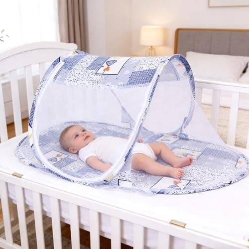 Mosquito Net, Foldable Bed Mosquito Net, Portable Travel Mosquito Nets, Mosquitos Bed for Home, Dorm, Outdoor, Travel, Easy Access, Quick Installation, Blue - A — view 6