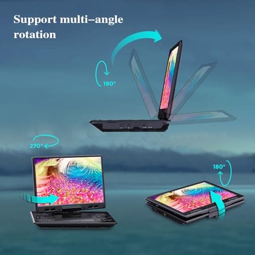 Portable DVD Player, 10.5" Large HD Screen, Free Rotation, Power Outage Memory+Sync TV/Projector, Support DVD/SD/USB, Kids Travel Entertainment,Black — view 4