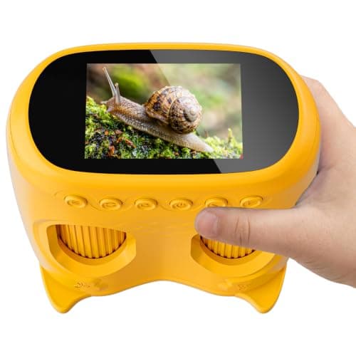 1000X Handheld Microscope for Kids, Temodu 4K 2.0" Screen Educational Science Kit Digital Microscope, Rechargeable Mini Pocket Binoculars, Birthday, Ages 3+ (Orange)