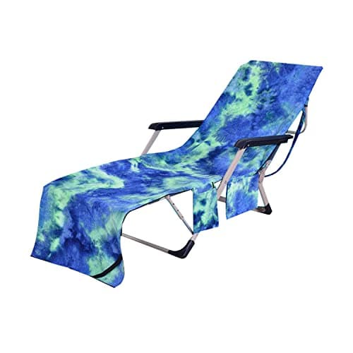 LIKEUDO Portable Pool Beach Sun Lounger Cover Pockets Microfiber Towel Travel Lounge Chair Cover Towels Sunbed Pockets Microfiber Towel Quick Dry Covers (green)