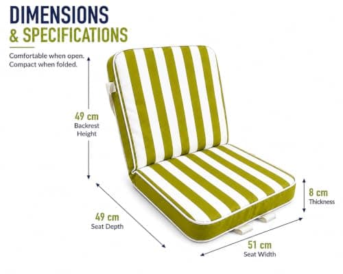 Tepre London Recline5 Lounge Beach Chair, 5-Position Folding Reclining Chair with Padded Cushion for Beach, Garden & Camping (Orchard Olive) — view 3
