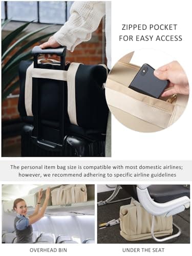 MOIY Water roof Gym Bag for Women with Shoe Compartment, Weekender Bags for Women Travel, Carry on Bags for Airplane, Neoprene Travel Bag, Yoga mat Bag, Beige, Duffle Bag with Detachable Strap — view 5