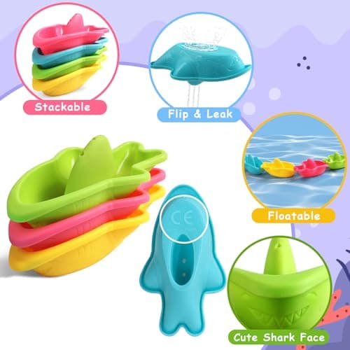 Baby Bath Toys for 1 2 3 Year Olds Toddler, Mould Free Water Play Toys 6PCS — view 2