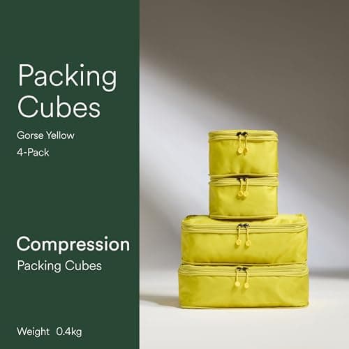 ANTLER - Compression Packing Cubes, Set of 4 Essential Packing Cubes for Suitcases and Backpacks - Holiday, Travel & Accessories Organiser, Easy Clothes and Shoe Storage - Gorse Yellow — view 2