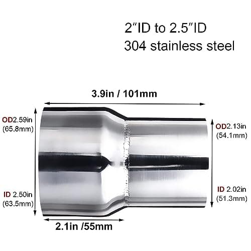 Atokrtact 51-63MM Exhaust Pipe Reducer Adapter 304 Stainless Steel for Universal Car Connector (51-63MM) — view 2