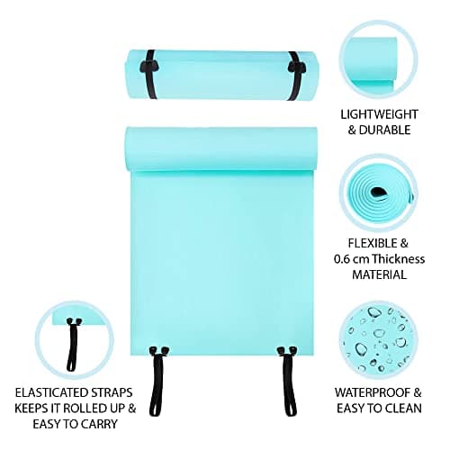 1ABOVE Yoga & Camping Roll Mat - Waterproof Insulated Roll Up Foam Camp Mattress with Elasticated Straps, Lightweight & Durable Ideal for Camping, Fishing, Festival & Exercise (180x50x0.6cm) (GREEN)… — view 3