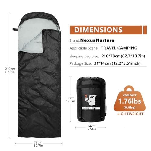 NexusNurture 82.7" Envelope Sleeping Bag for Adults — view 2