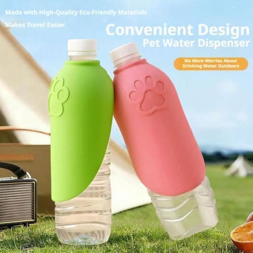 Silicone Dog Water Bottle Adapter,Foldable Leakproof Portable Dog Water Bottle Pet Travel DrinkingCup,Puppy WaterDispenser Bowl for Walking Hiking OutdoorFeeder, Fit All Standard WaterBottles (Green) — view 5