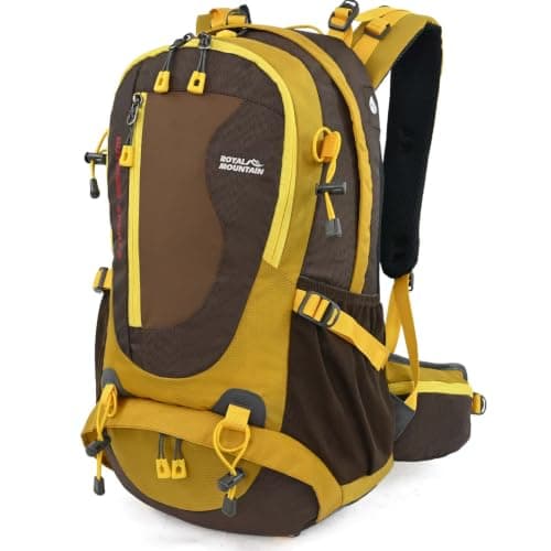 Hiking Backpack 35L,Waterproof Travel Rucksack with Shoe Compartment,Yellow
