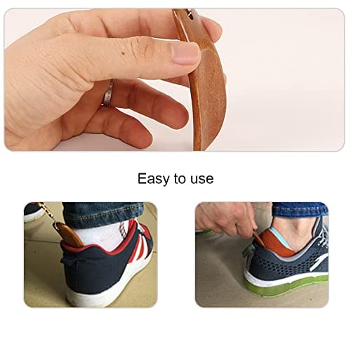 LCMJYABI 2 Pcs Shoe Horns Mini Wood Shoehorns Shoes Helpers with Cord for Men Women Kids and Seniors — view 5