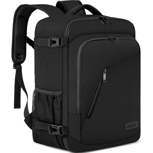 WENIG Ryanair Cabin Bags 40x30x20 Underseat 24L Small Travel Backpack Cabin Size Rucksack for Plane Hand Luggage Backpack Flight Bag Ryan Air Cabin Bag Fit 14 Inch Laptop with USB Charging Port-Black