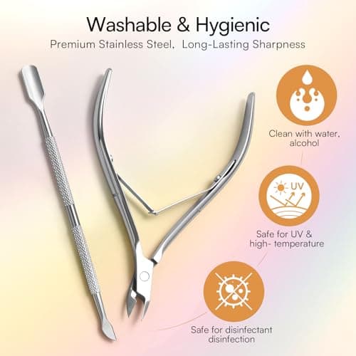 Makartt 2-in-1 Cuticle Remover & Pusher Set Pink 7mm Blade Stainless — view 5