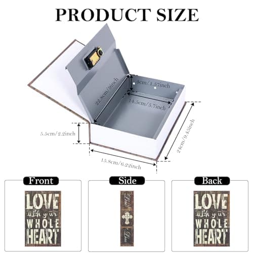 Real Paper Book Safe with Combination Lock - Hidden Dictionary Secret Compartment Box for Valuables, Cash & Jewelry, Large Diversion Safe for Home Shelf & Travel(Brown) — view 2