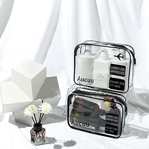 Clear Toiletries Bag, 2 Pack PVC Waterproof Toiletries Carry Pouch, TSA Approved Travel Toiletry Bag with Zipper, Portable Cosmetic Makeup Bags for Men, Women and Kids - Travel Business Trip — view 5