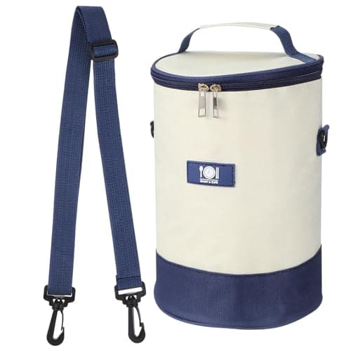 LIFKOME Insulated Lunch Bag Round Shape with Aluminum Foil and EPE Foam Thermal Insulation for Students and Work Travel Hiking 9.84X7.09X7.09In