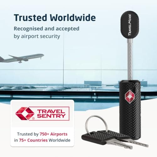 2-Pack TSA Approved Luggage Locks with Keys for Travel | Flexible, Ultra Secure Mini Key Padlocks Made from Zinc Alloy | Luggage Locks | TSA Locks | Black — view 5