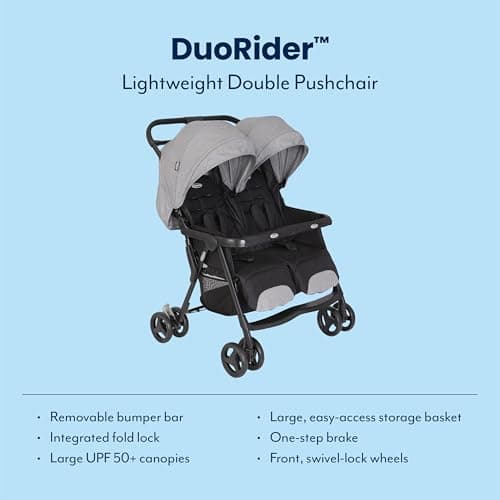 Graco DuoRider Lightweight Double Pushchair, Suitable from Birth to Approx. 3 Years, Steeple Gray Fashion — view 2