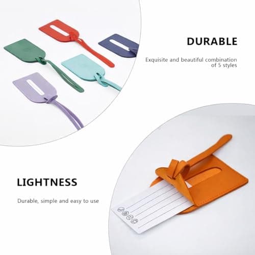 Wasama Genuine Leather Luggage Tag | Travel Baggage Tag | Durable Strap & Privacy Flap (Orange) — view 5