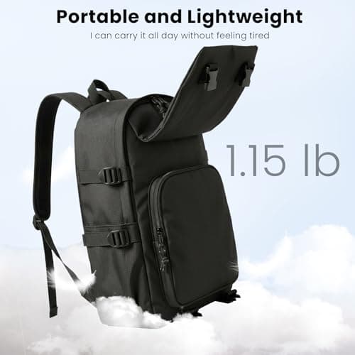 Ultra Lightweight School Bag for Men Women, Waterproof Oxford Cloth Casual Rucksack, Commuter Laptop Backpack Fits 15.6 Inch Notebook, Large Capacity 20L Minimalist College Work Daypack (Black) — view 2