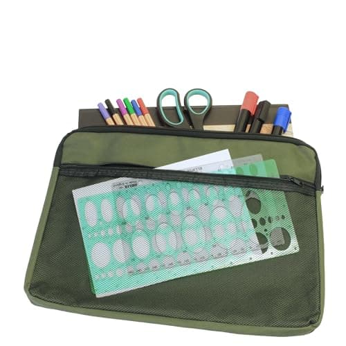 Cathedral Products A4 Canvas Document Bag with Zip and Outer Mesh Pocket - Green — view 6