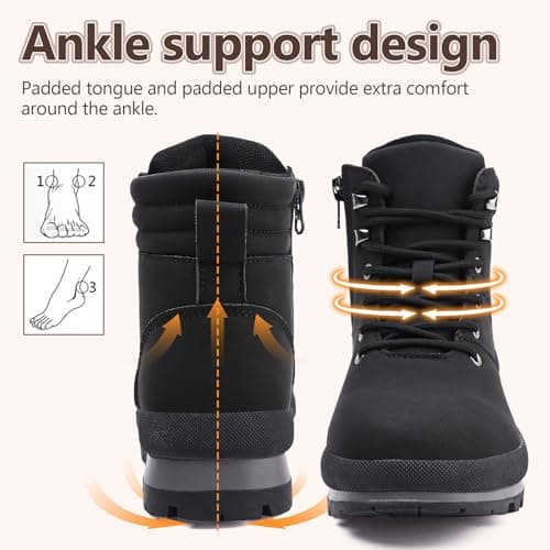 Bravover Walking Boots Womens Ankle Boots Hiking Boots Waterproof Mid Calf Boots Lace up Zipper lightweight Non-Slip Outdoor Trekking Boots for Women — view 6