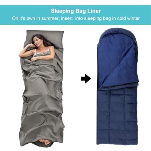 BREENHILL Sleeping Bag Liner, Camping Travel Sheet with Zip, Grey 80cm — view 3
