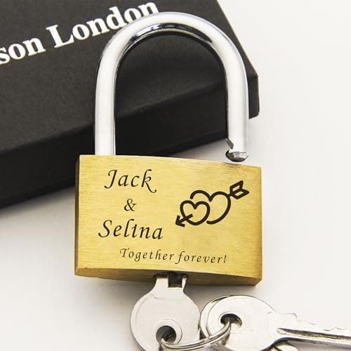 Personalised Padlock Engraved Padlock Love Lock Personalised Locks for Her Him Girls Couples Lover Anniversary Wedding Gifts for Christmas Large Love Lock for Travel Trip Valentines (Design 5) — view 2