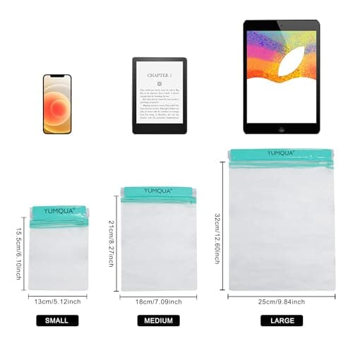 YUMQUA Waterproof Bag, Waterproof Pouch Dry Bag for Document Map Camera Tablet Phone Holder, Set of 3, Teal — view 2