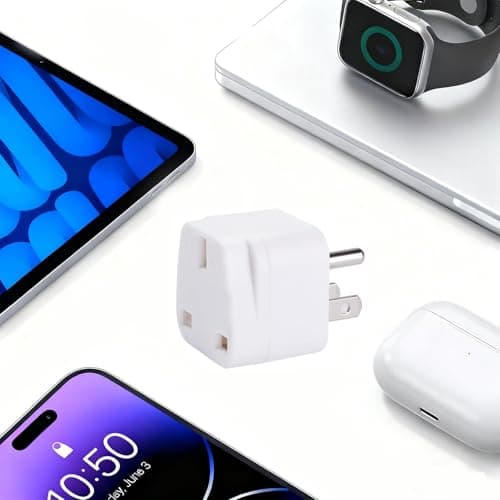 Flomiara 2 Pack UK to US Plug Adaptor, 2 Pack Thailand Travel Adapter, Brushed Surface USA Travel Adapter, Travel Adaptor from UK To USA, Thailand, Mexico, Canada, Colombia, White (Type B) — view 2